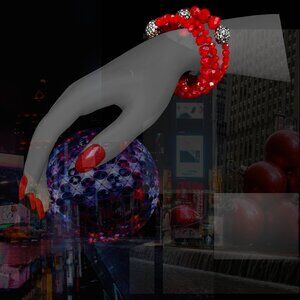 BRACELET Faux Ruby & Rhinestones